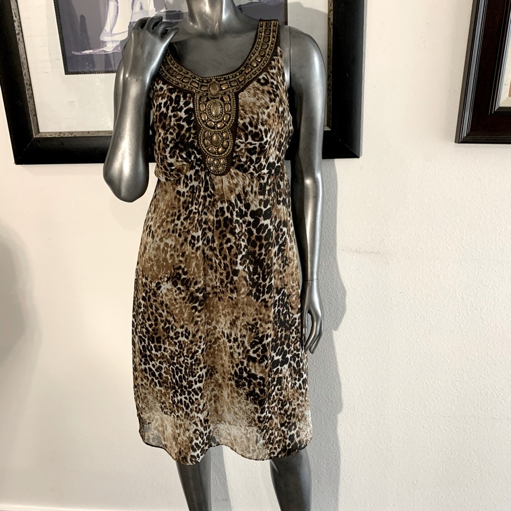 Vintage beaded & Leopard print dress